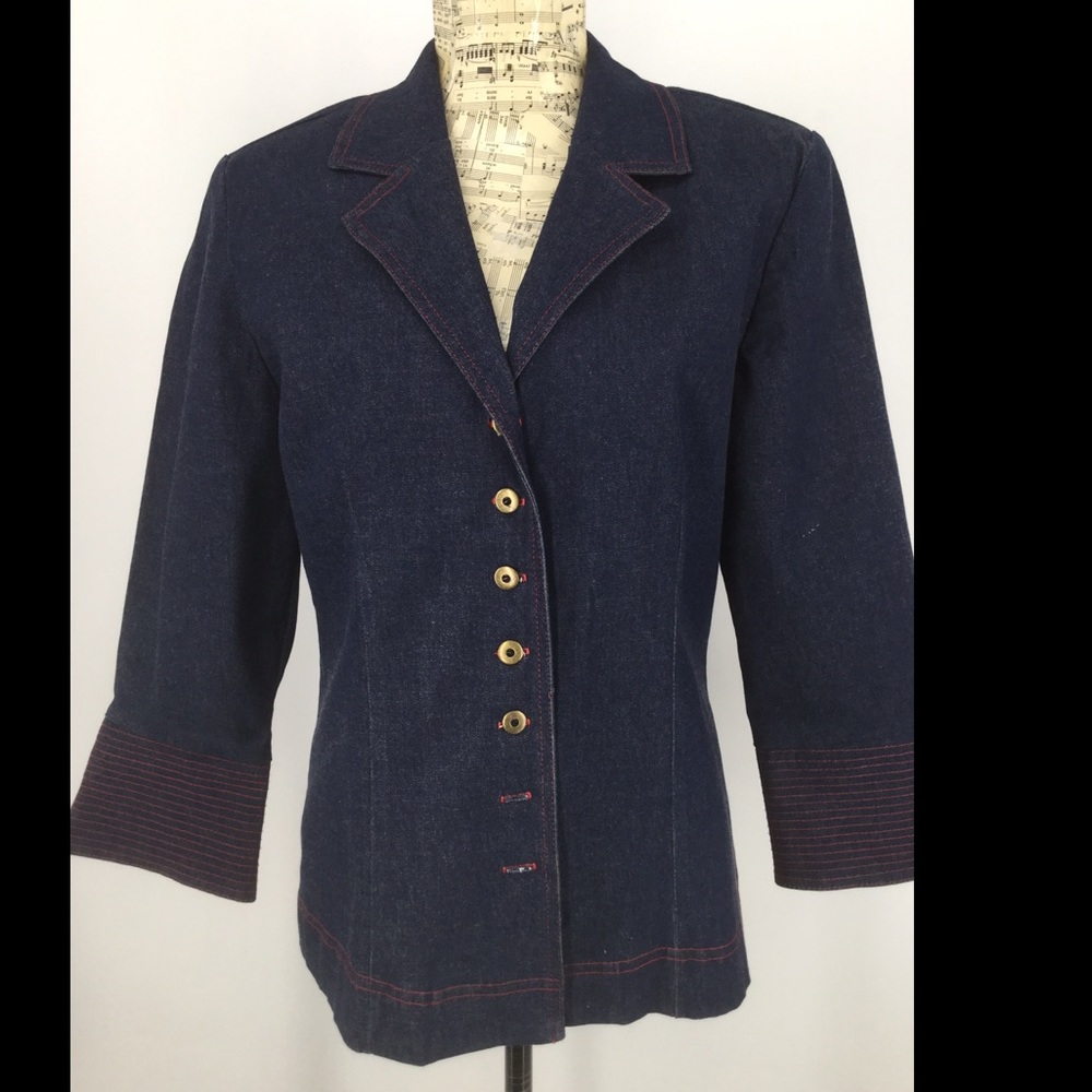 OMG Collection Size 12 Jean Jacket with Red Trim